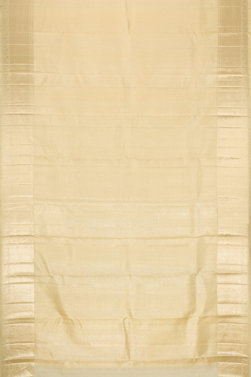 Flat view of Sandal Dual Tone Kanchipuram Silk Saree with Zari Brocade on the body and Zari Border. 