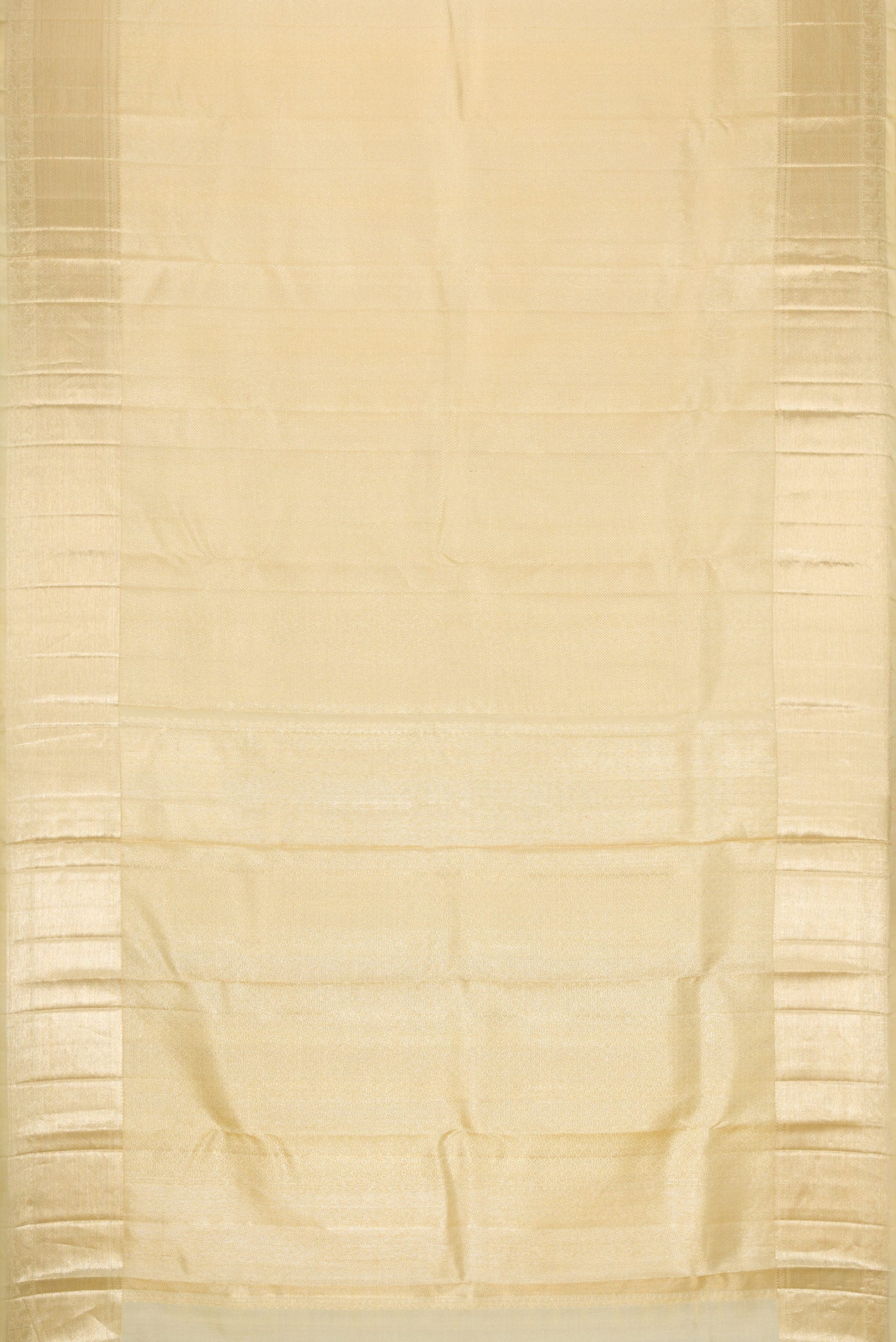 Flat view of Sandal Dual Tone Kanchipuram Silk Saree with Zari Brocade on the body and Zari Border. 
