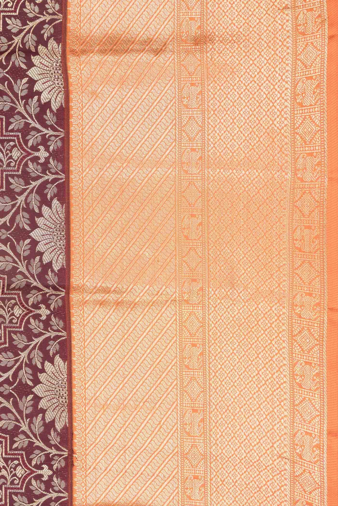 Border image of Maroon Dual Tone Kanchipuram Saree with Zari Brocade on the body and Zari Border