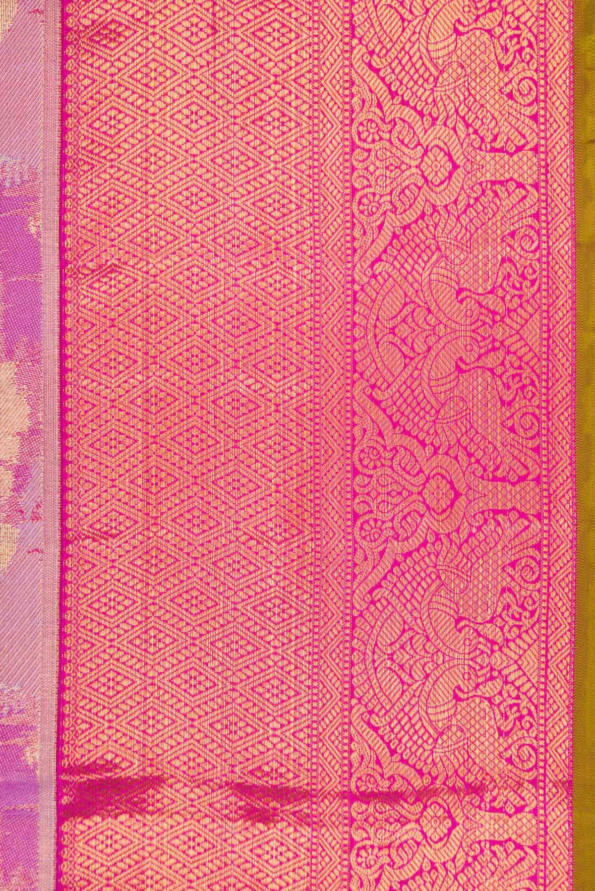 Border image of Pink Dual Tone Kanchipuram Tissue Silk Saree with Zari Brocade on the body and Zari Border
