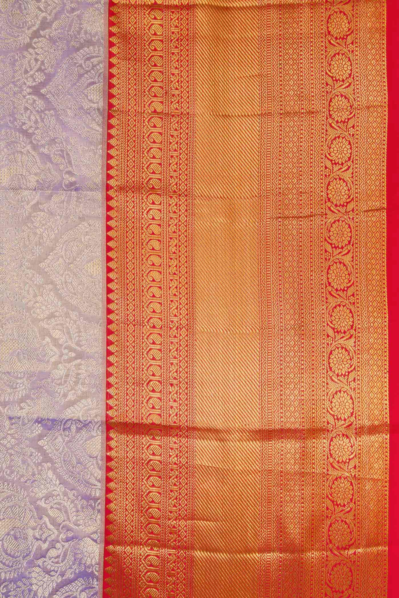 Border image of Lavender Dual Tone Kanchipuram Tissue Silk Saree with Zari Brocade on the body and Zari Border. 