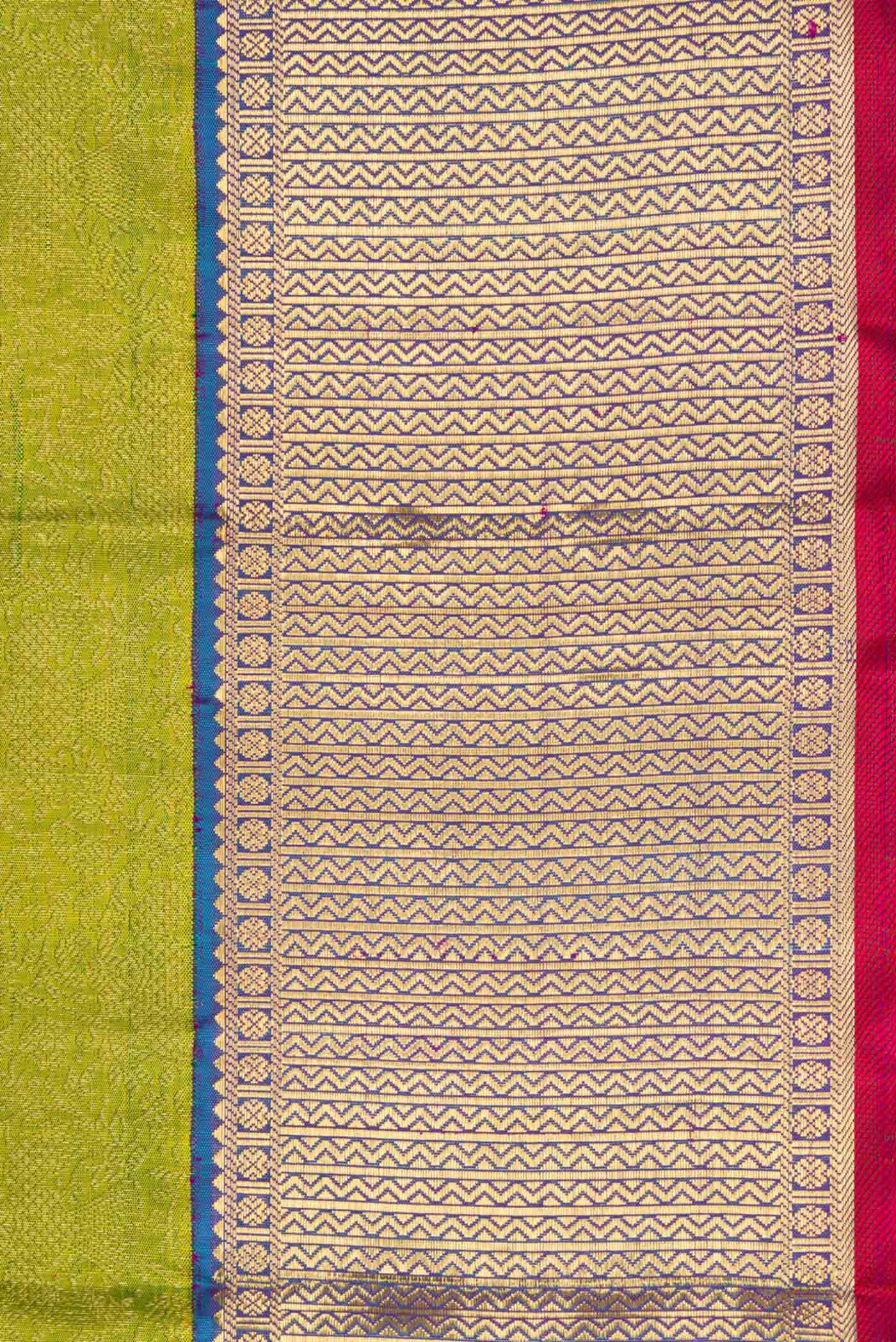 Border image of Pure Silk Pure Zari Green Dual Tone Kanchipuram Saree with Zari Brocade on the body and Zari Border