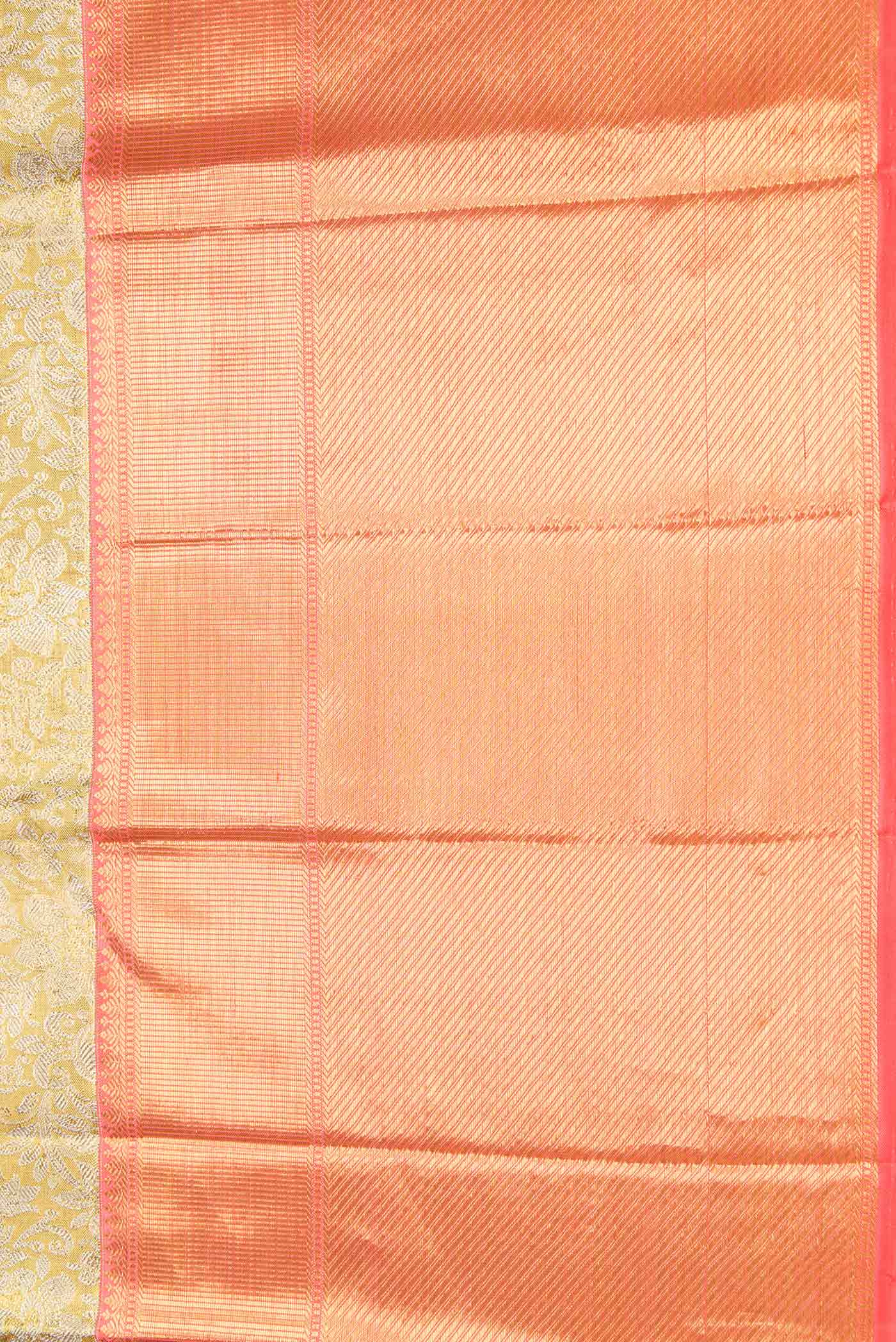 Border image of Pure Silk Pure Zari Gold Dual Tone Kanchipuram Tissue Saree with Zari Brocade on the body and Zari Border