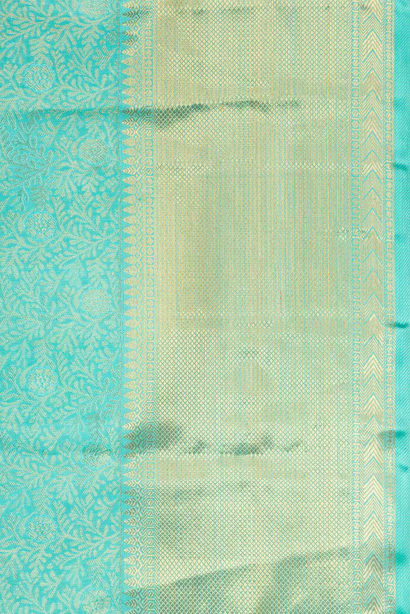 Border image of Sky Blue Dual Tone Kanchipuram Silk Saree with Zari Brocade on the body and Zari Border