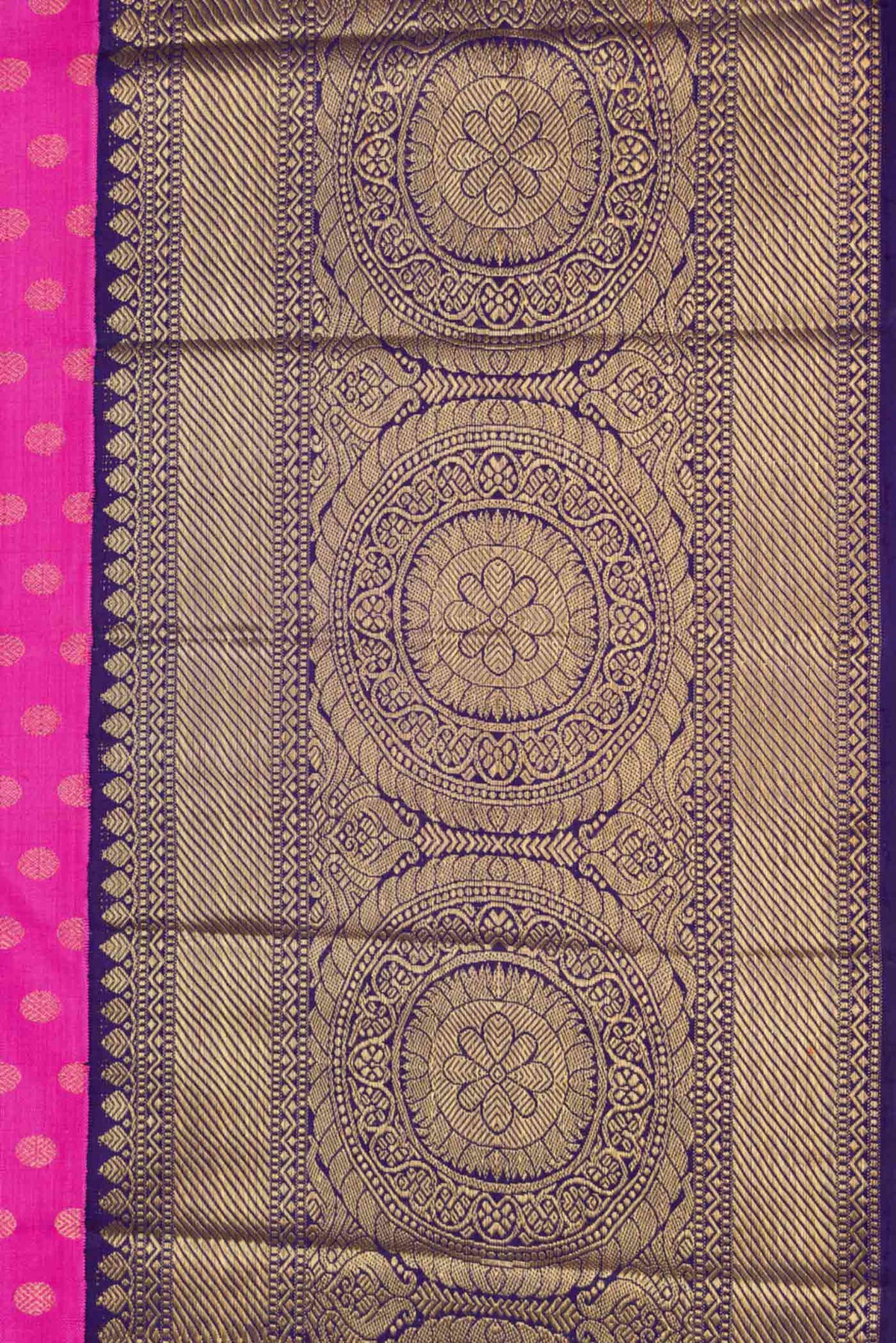 Border image of Pure Silk Pure Zari Pink Dual Tone Kanchipuram Saree with Zari Brocade on the body and Zari Border