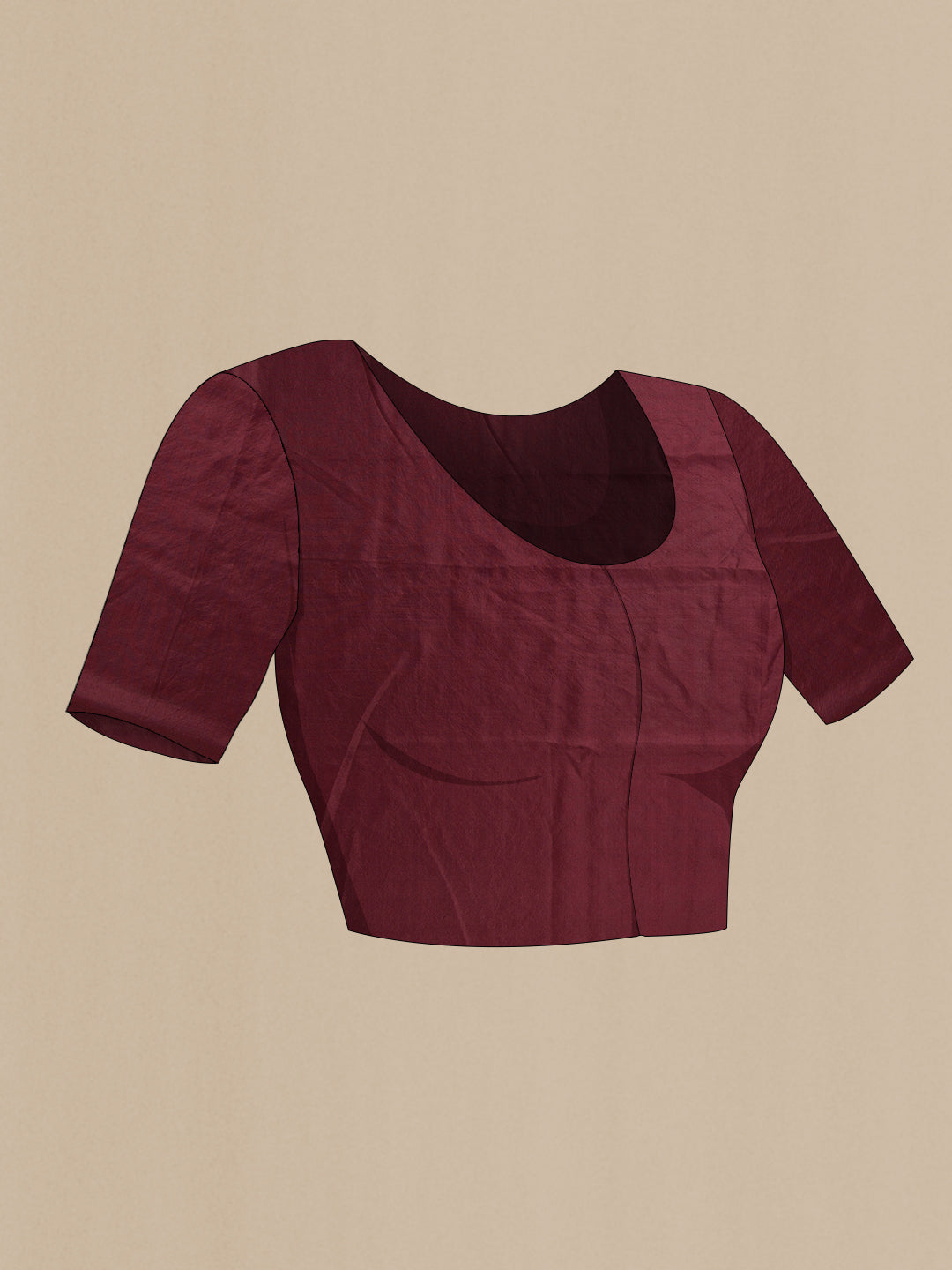 Close up image of the blouse of Brown Dual Tone Tussar Silk Saree with Printed design on the body and Printed Border. 