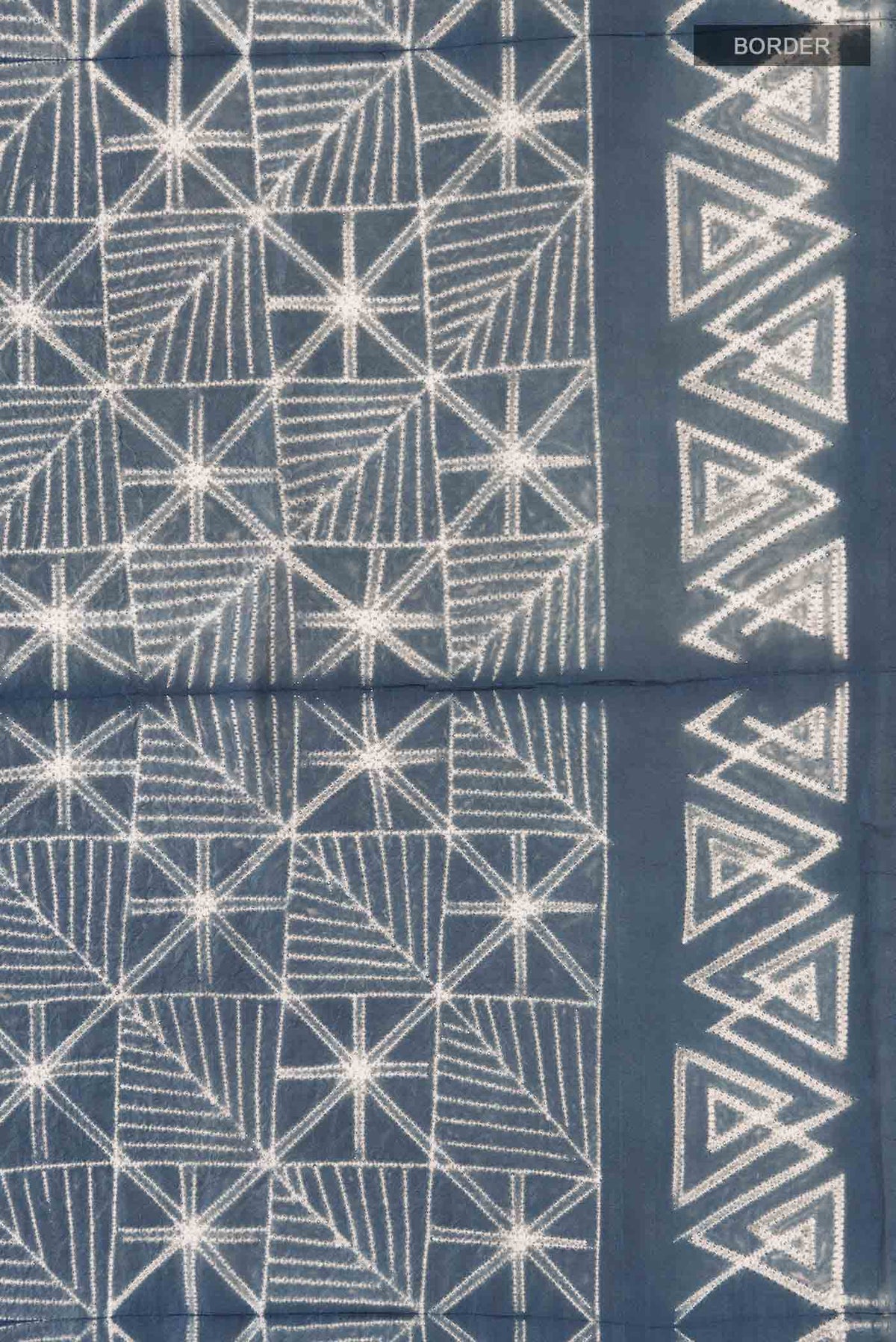 Border image of Blue Grey Printed Silk SareePrinted design on the body and Printed Border