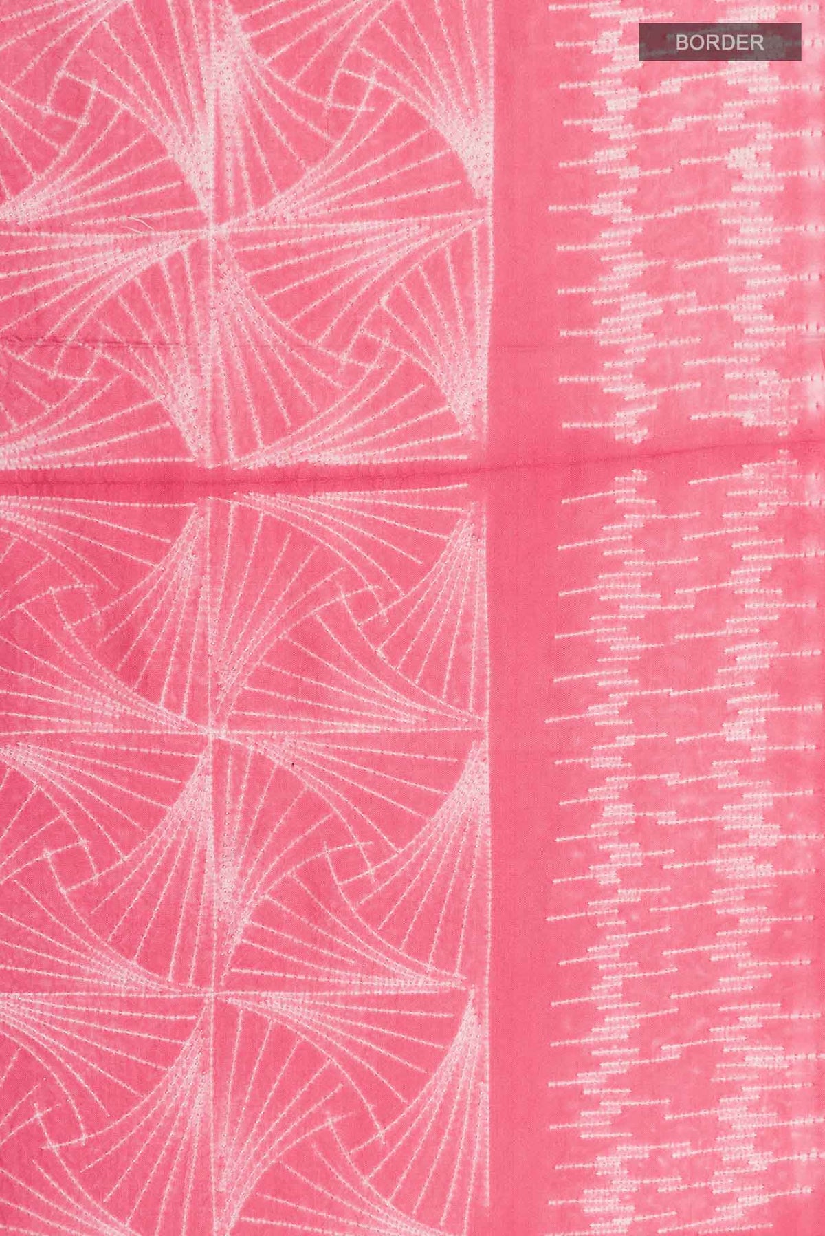 Border image of Coral Printed Silk SareePrinted design on the body and Printed Border