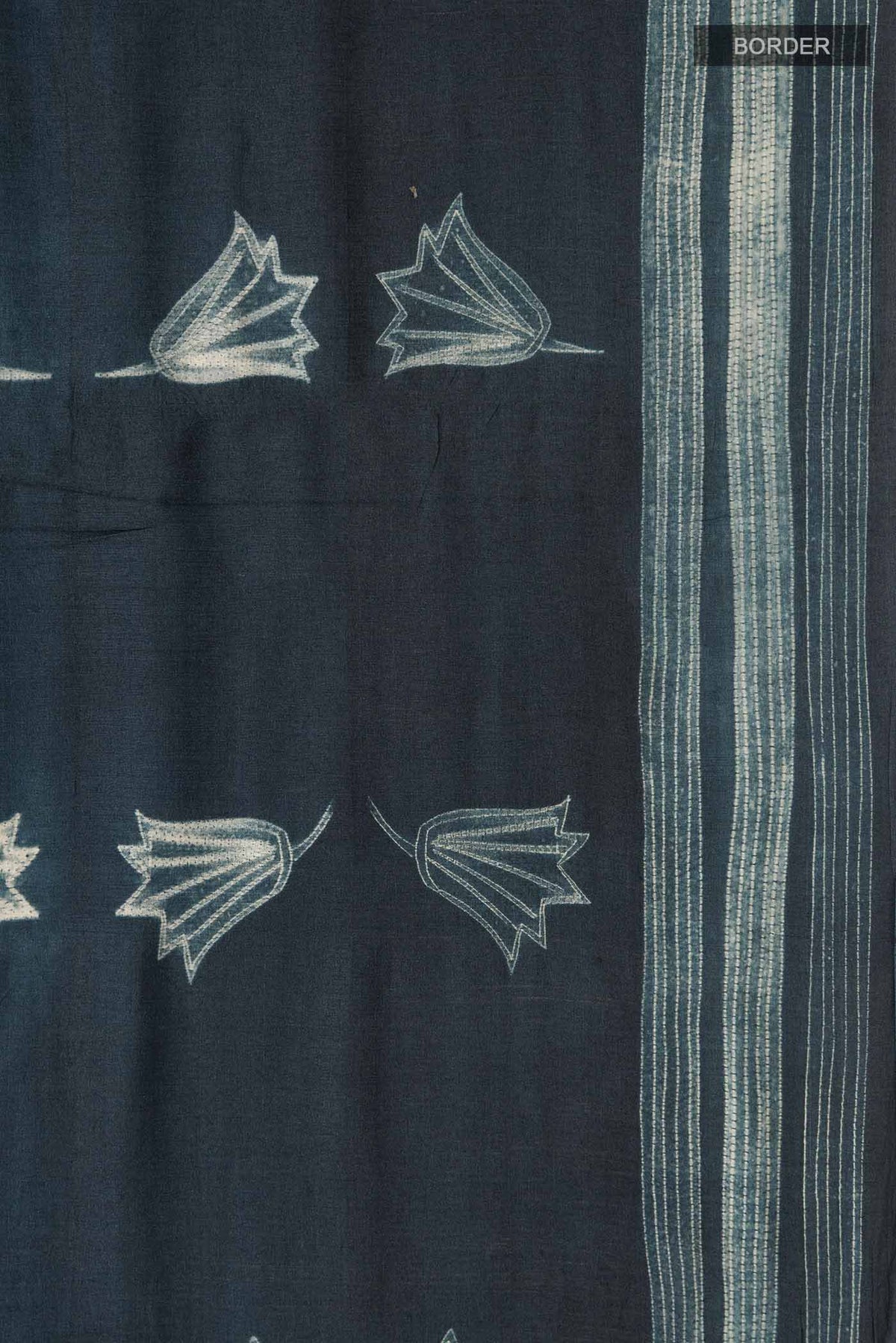 Border image of Grey Bhagalpuri Tussar Silk SareePrinted design on the body and Printed Border
