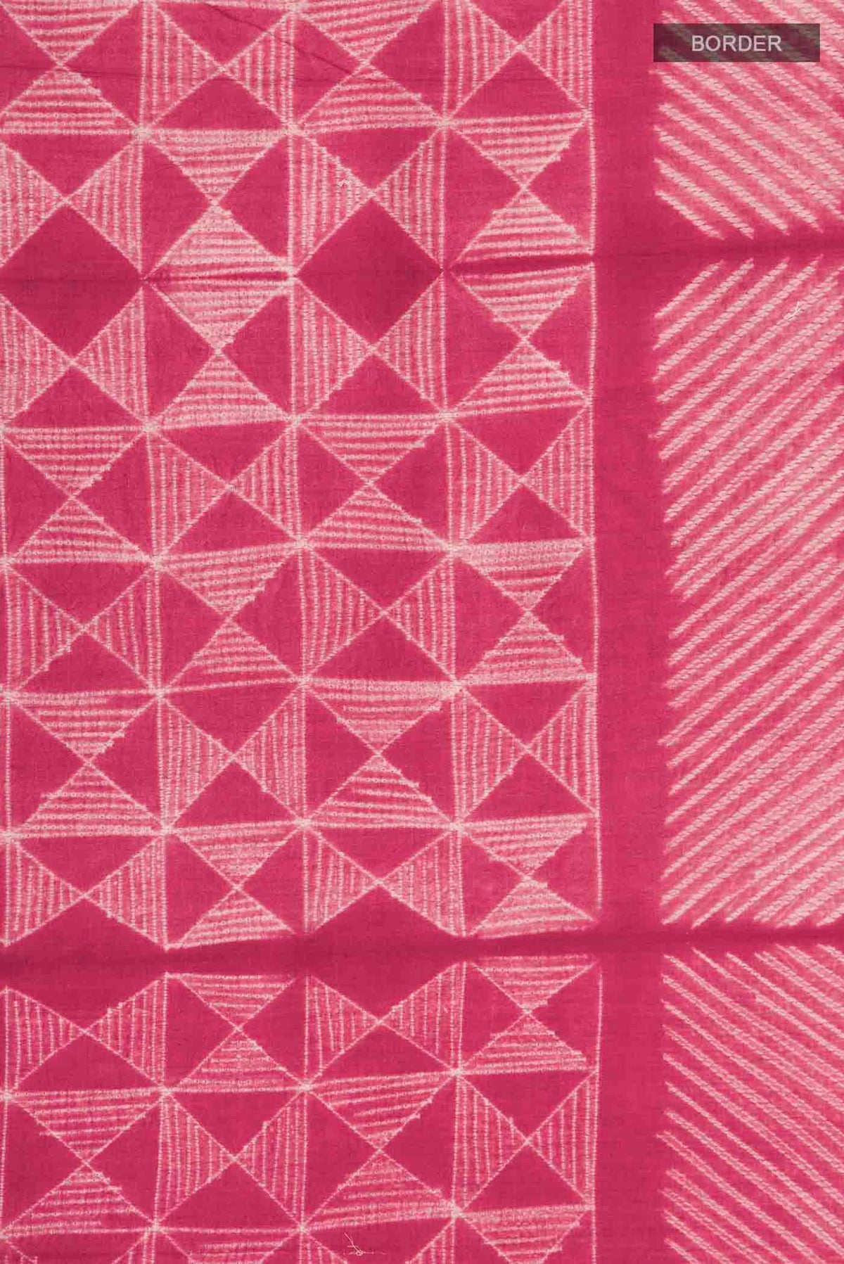 Border image of Red Tussar Silk Saree Printed design on the body and Plain Border