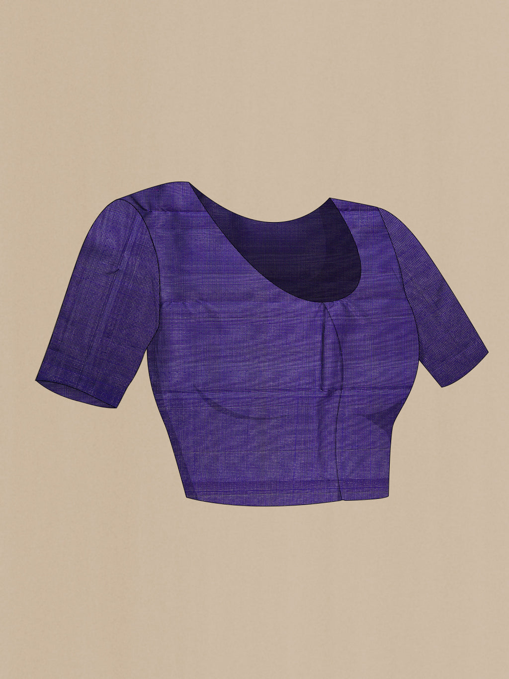 Close up image of the blouse of Purple Kanjivaram Silk Saree with Zari Butta on the body and Fancy Border. 