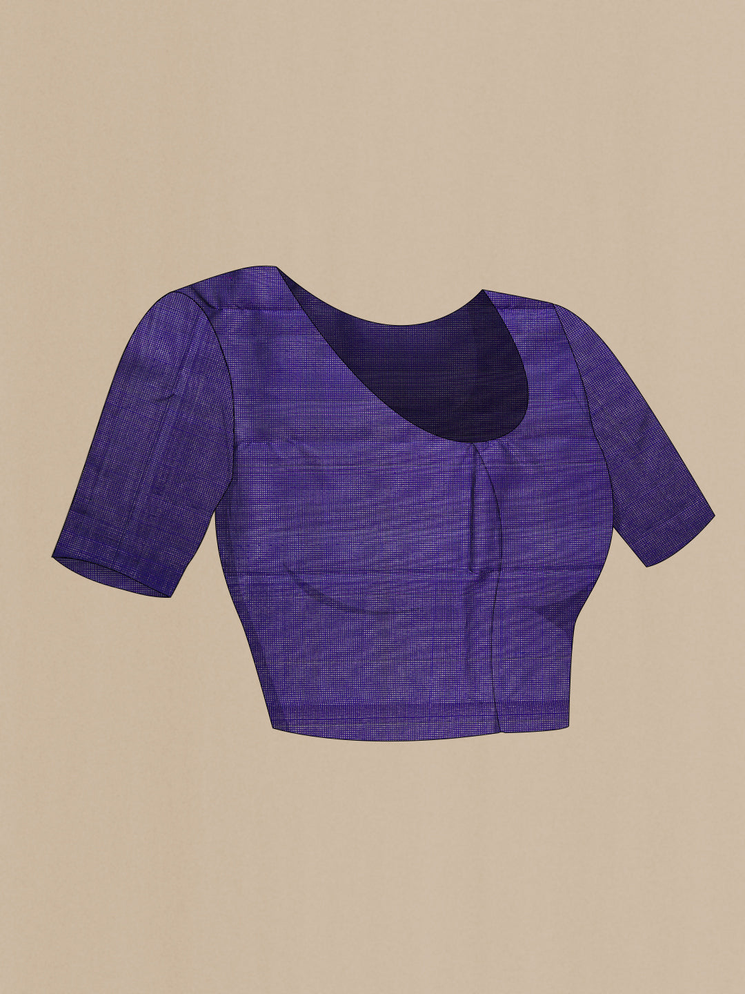 Close up image of the blouse of Purple Kanjivaram Silk Saree with Zari Butta on the body and Fancy Border. 