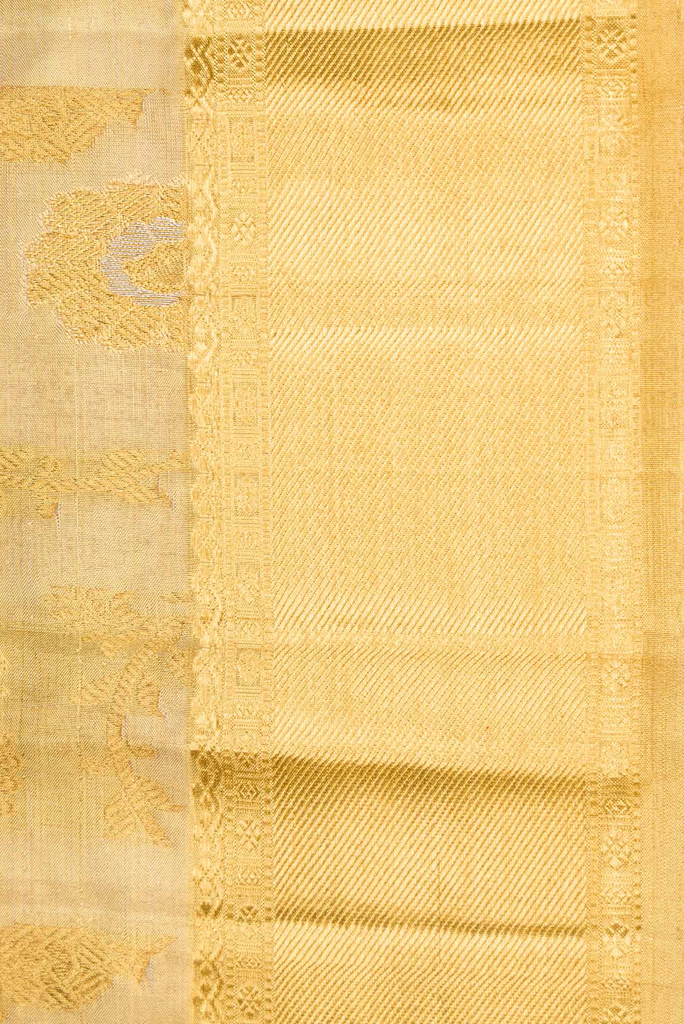 Border image of Pure Silk Pure Zari Gold Dual Tone Kanchipuram Tissue Saree with Zari Brocade on the body and Zari Border