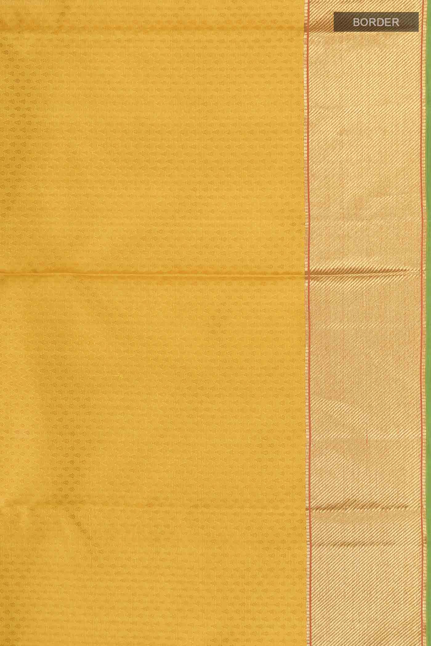 Border image of Yellow Kanchipuram Silk Saree with Jacquard design on the body and Zari Border