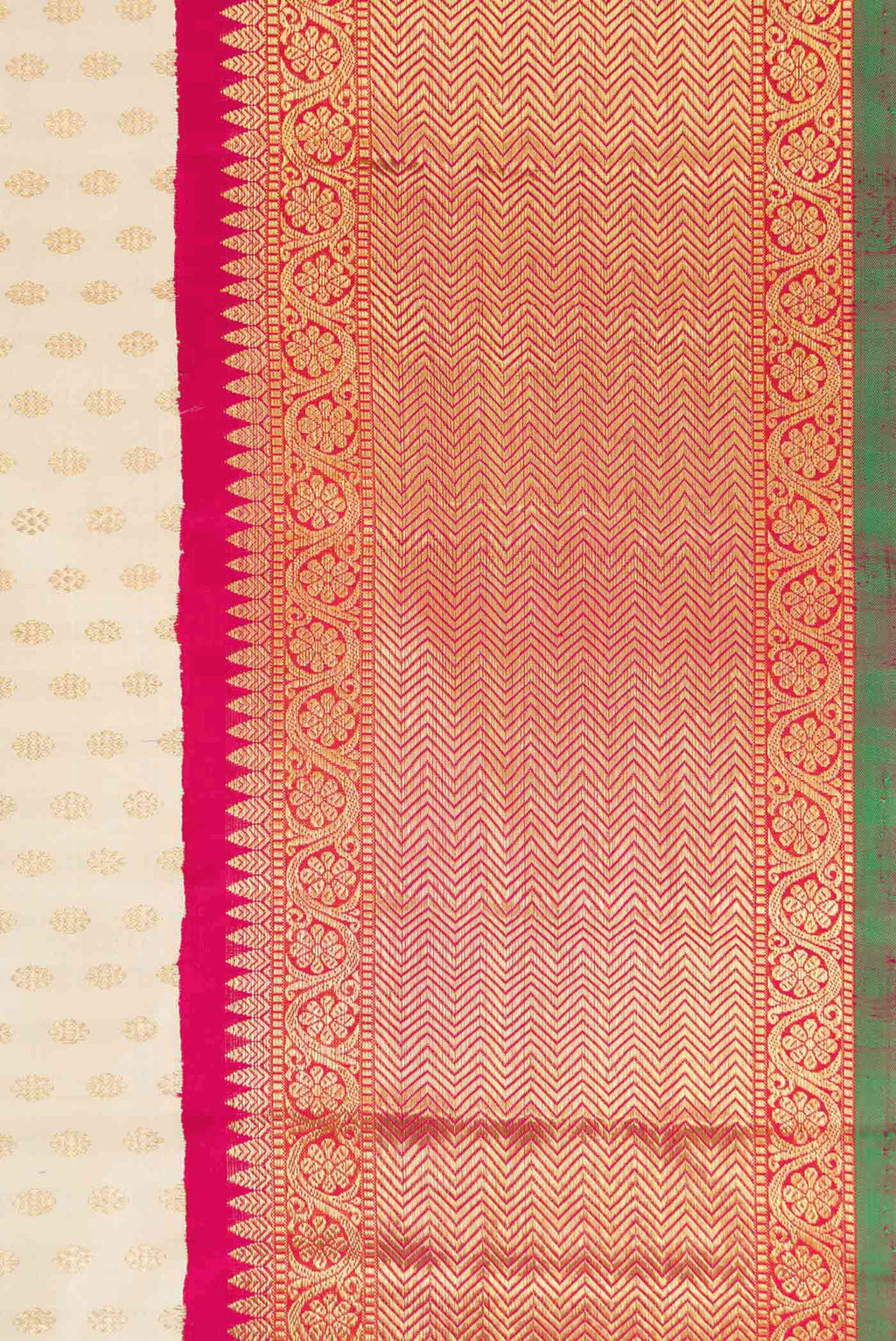 Border image of Off White Dual Tone Kanchipuram Silk Saree with Zari Brocade on the body and Zari Border