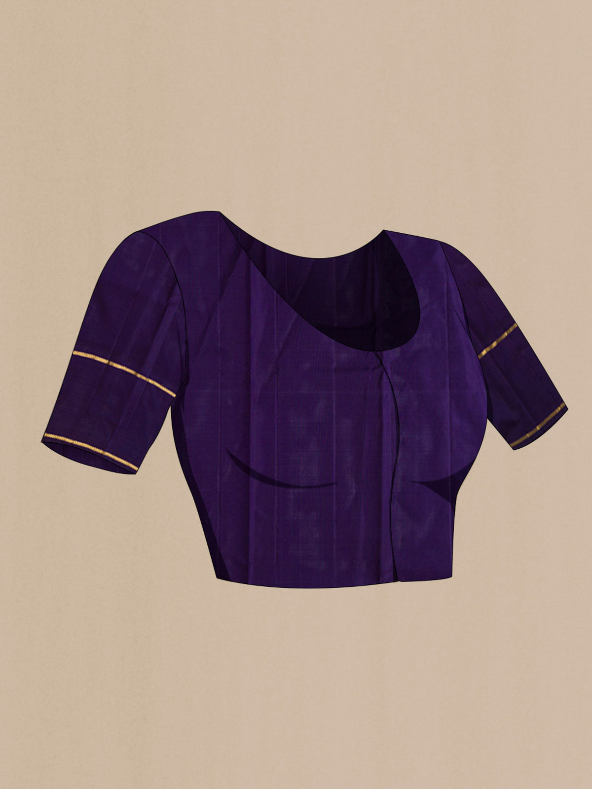 Close up image of the blouse of Pink Kanchipuram Silk Saree with Checked design on the body and Zari Border