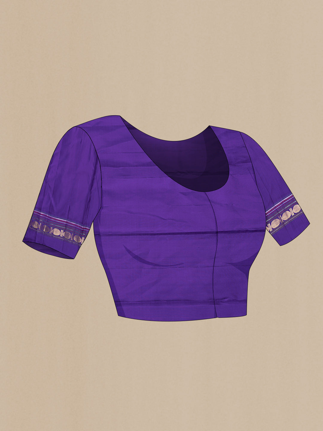 Close up image of the blouse of Pink Dual Tone Kanchipuram Saree with Stripes on the body and Zari Border