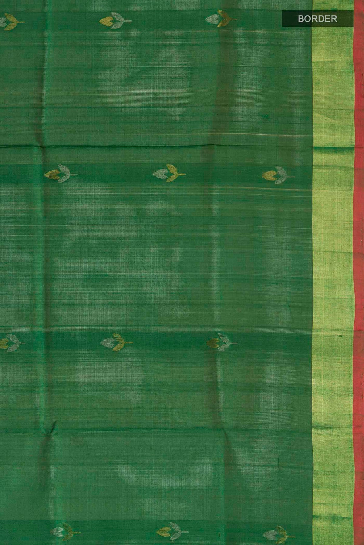 Border image of Green Uppada Silk Saree with Zari Butta on the body and Zari Border