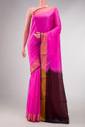 Pink Dual Tone Uppada Silk Saree with Plain Body and Zari Border displayed on a mannequin