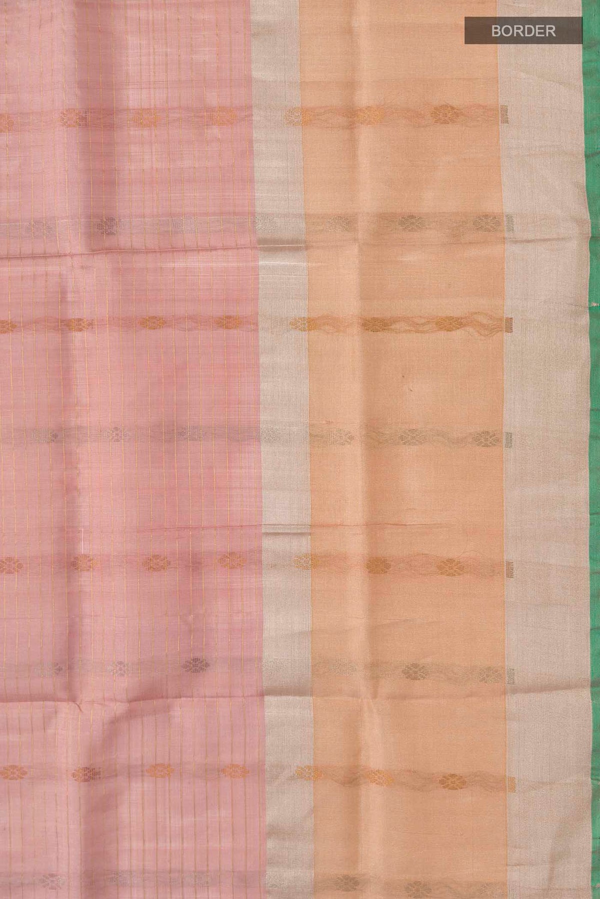Border image of Pink Uppada Silk Saree with Zari Butta on the body and Zari Border