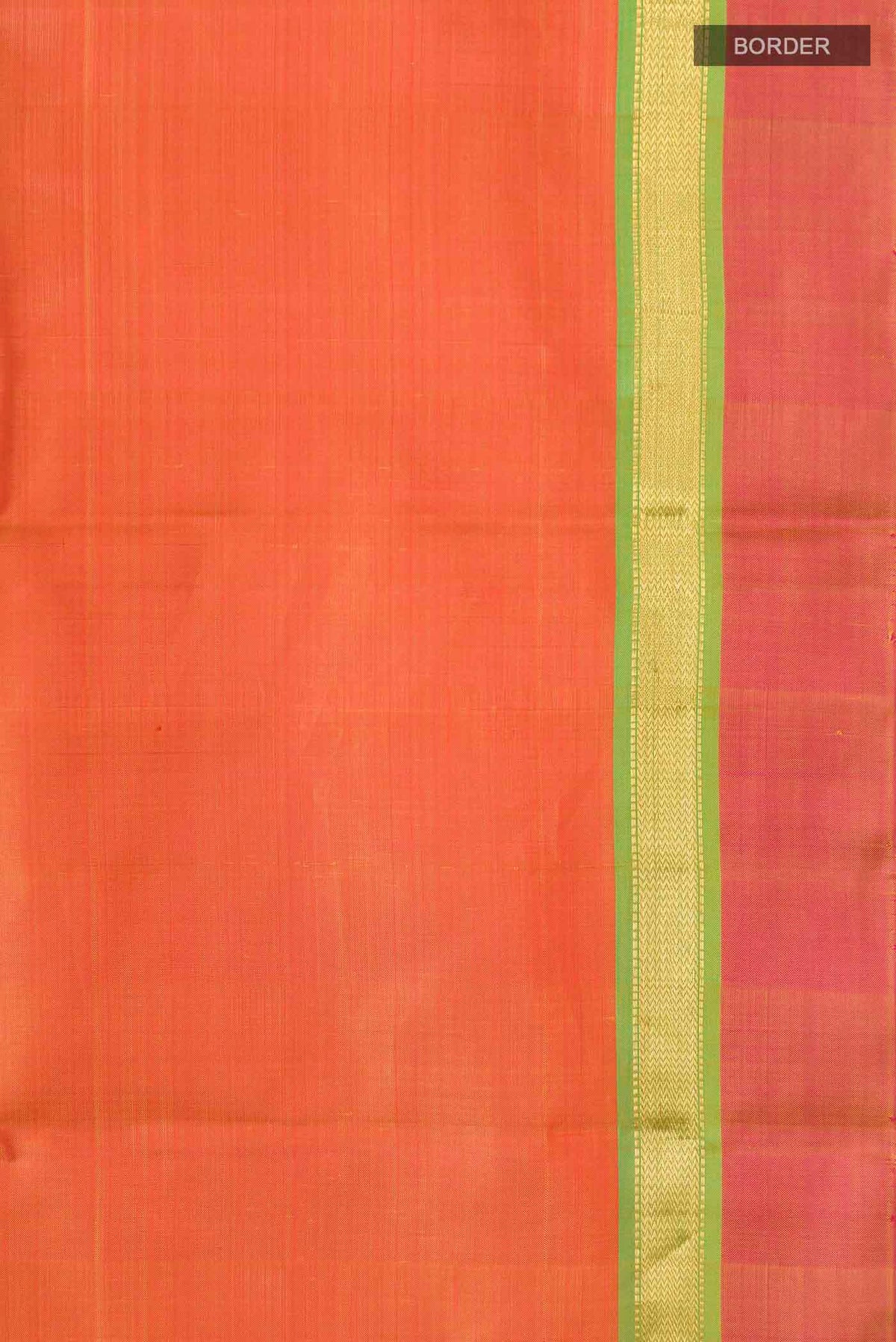 Border image of Orange Kanchipuram Silk Saree with Plain Body and Zari Border