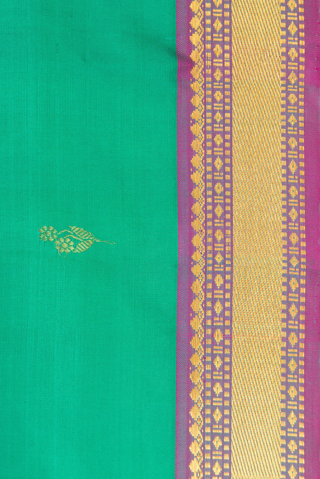 Border image of Green Dual Tone Kanchipuram Silk Saree with Zari Butta on the body and Zari Border. 