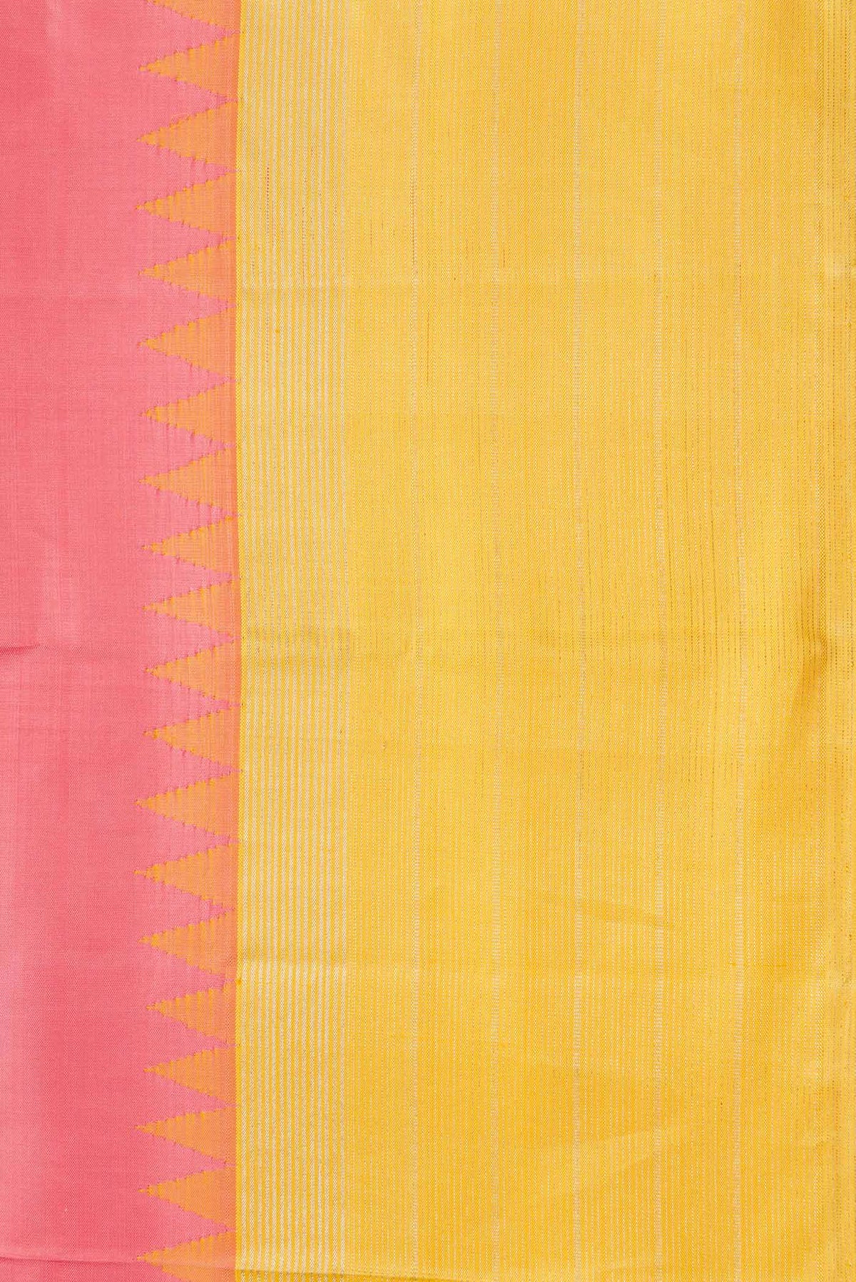Border image of Pink Dual Tone Kanchipuram Silk Saree with Plain Body and Zari Border