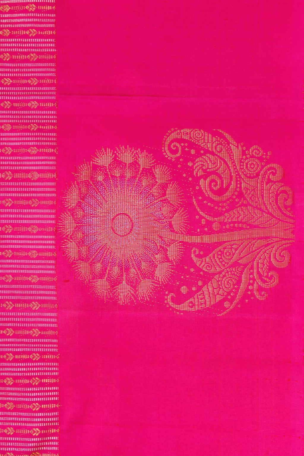 Border image of Pink Dual Tone Kanjivaram Silk Saree with Stripes on the body and Fancy Border. 