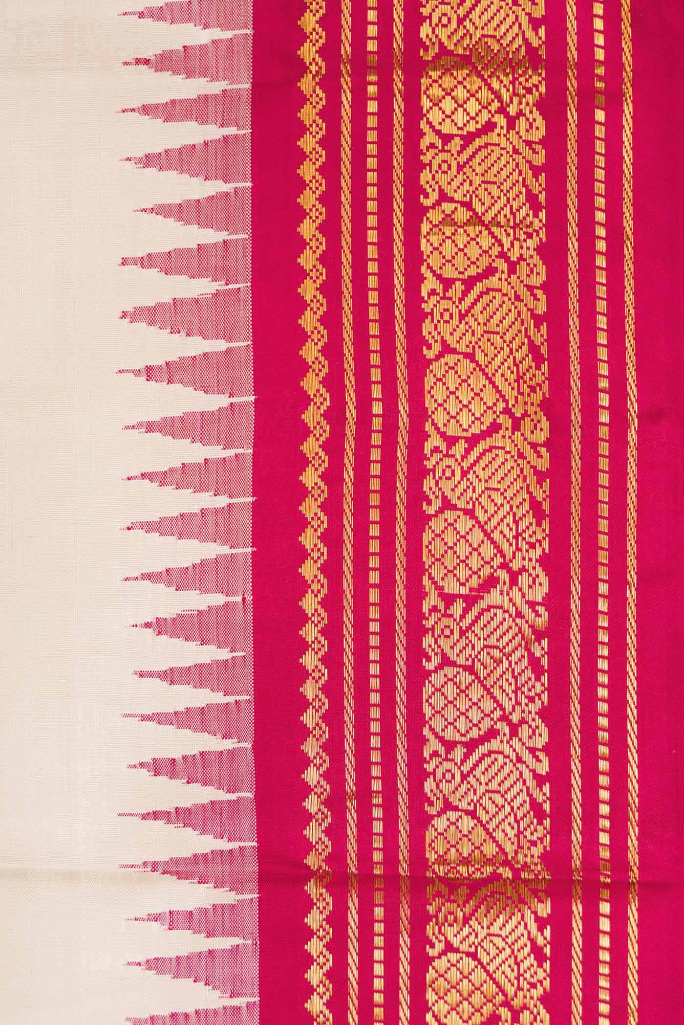 Border image of Pure Silk Pure Zari Off White Dual Tone Kanchipuram Saree with Plain Body and Zari Border