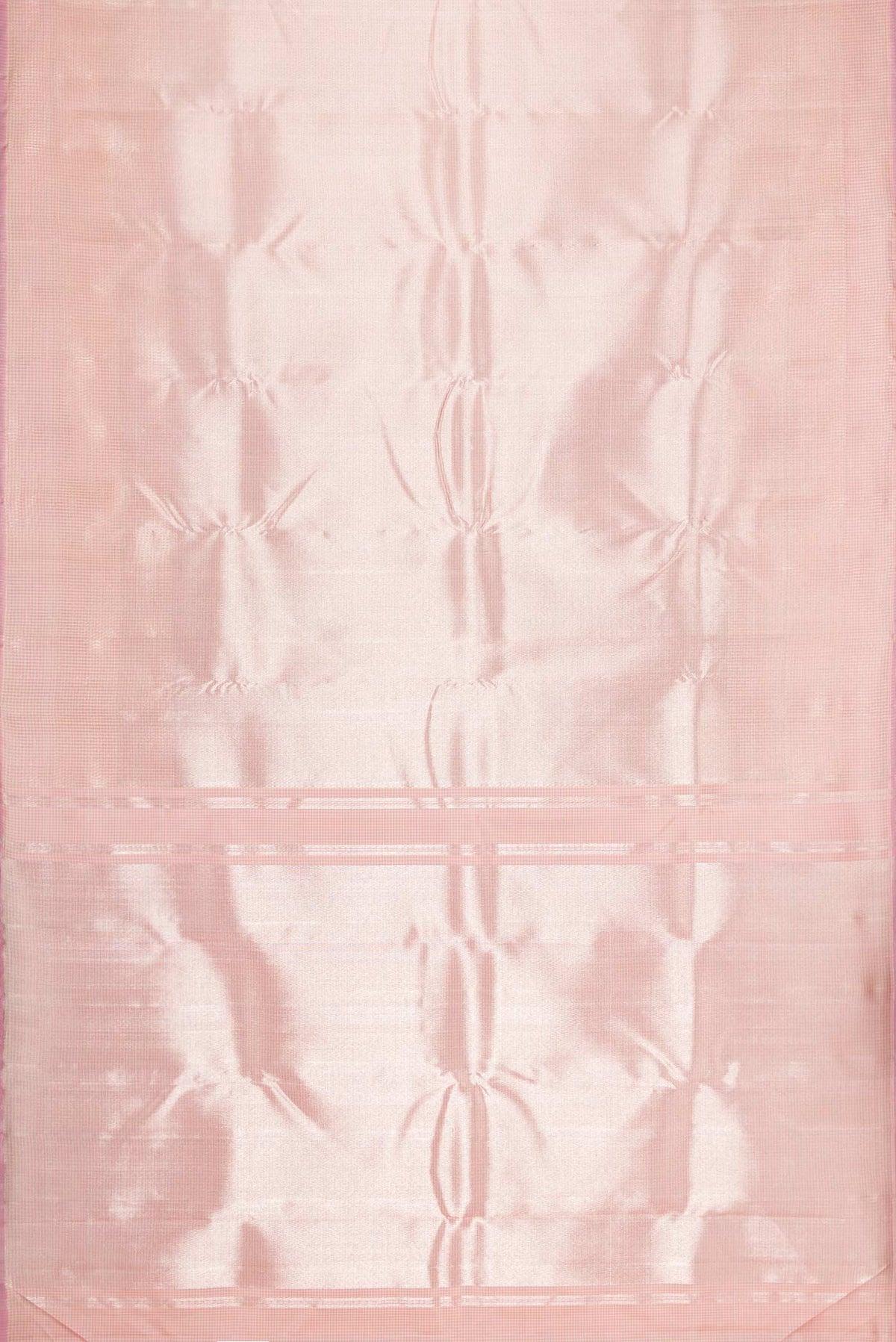 Flat view of Pink Dual Tone Kanchipuram Silk Saree with Zari Brocade on the body and Zari Border