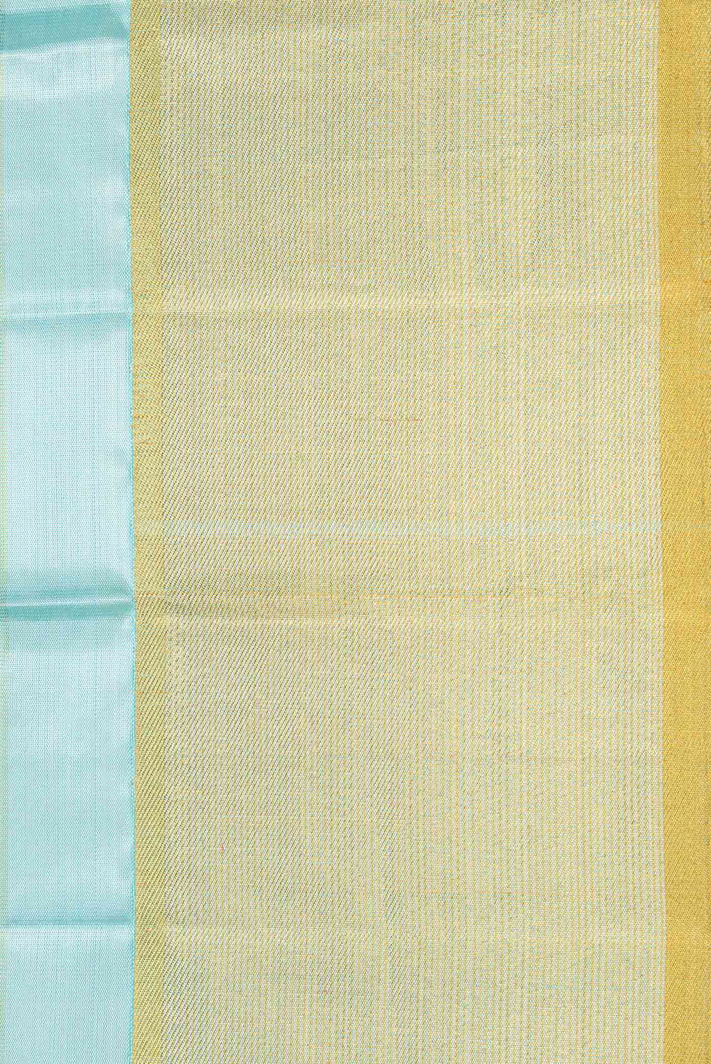 Border image of Sky Blue Dual Tone Kanchipuram Tissue Silk Saree with Stripes on the body and Zari Border