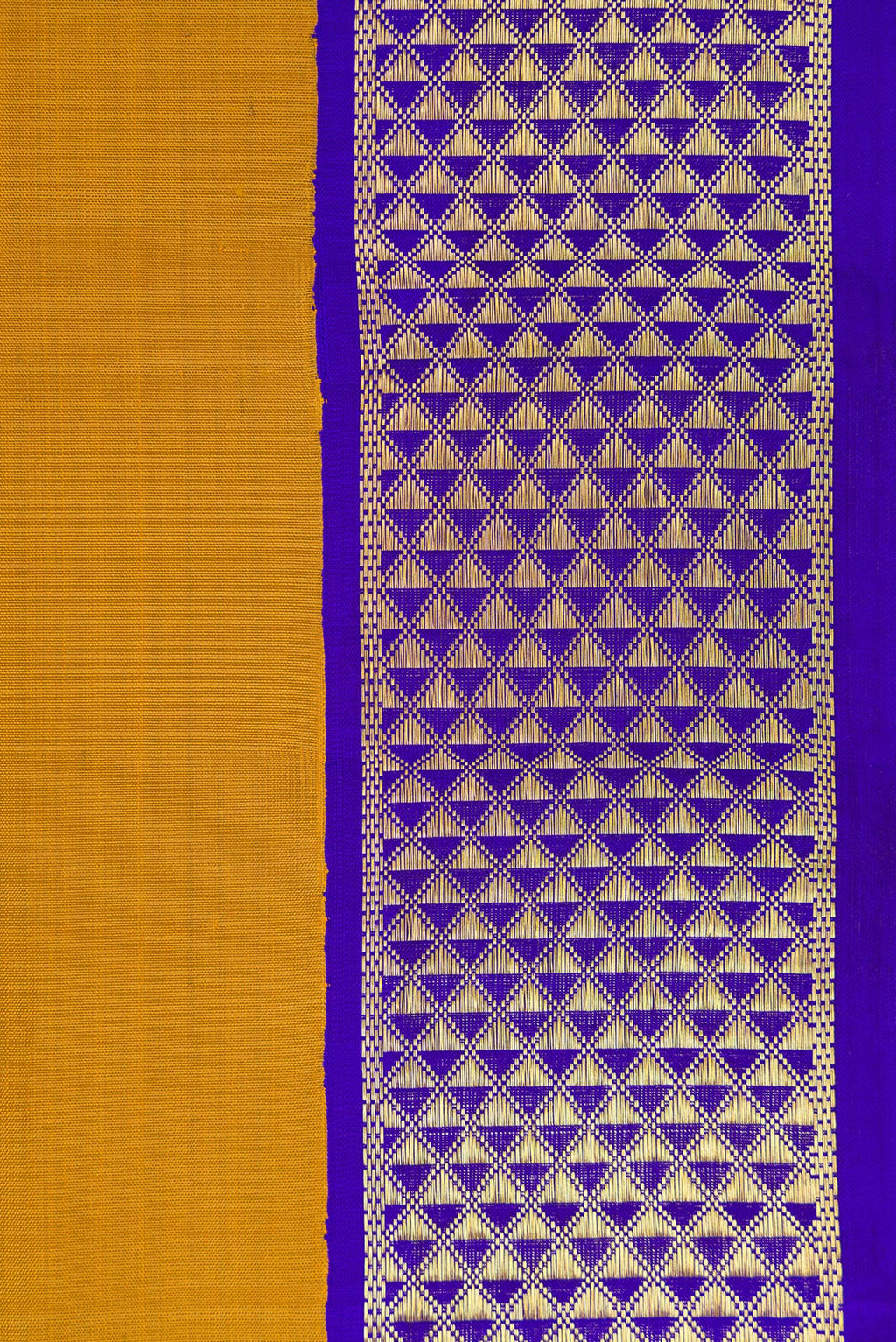 Border image of Mehandi Green Dual Tone Kanjivaram Silk Nine Yards Saree with Plain Body and Zari Border. 