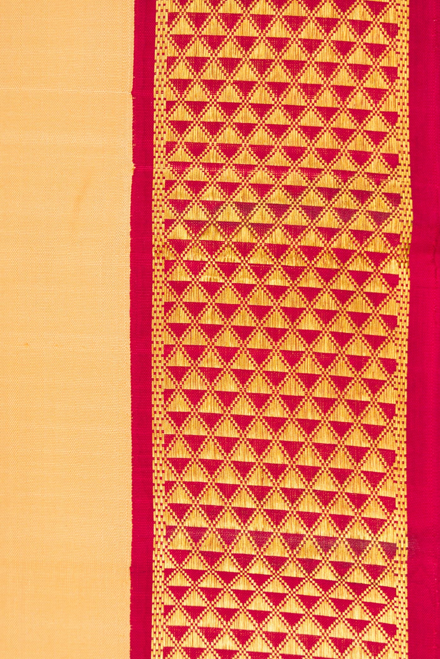 Border image of Sandal Dual Tone Kanjivaram Silk Nine Yards Saree with Stripes on the body and Zari Border. 