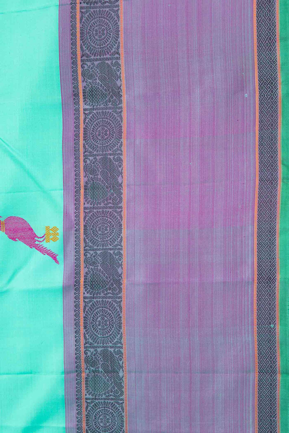 Border image of Sky Blue Dual Tone Kanchipuram Silk Saree with Thread Butta on the body and Thread Border