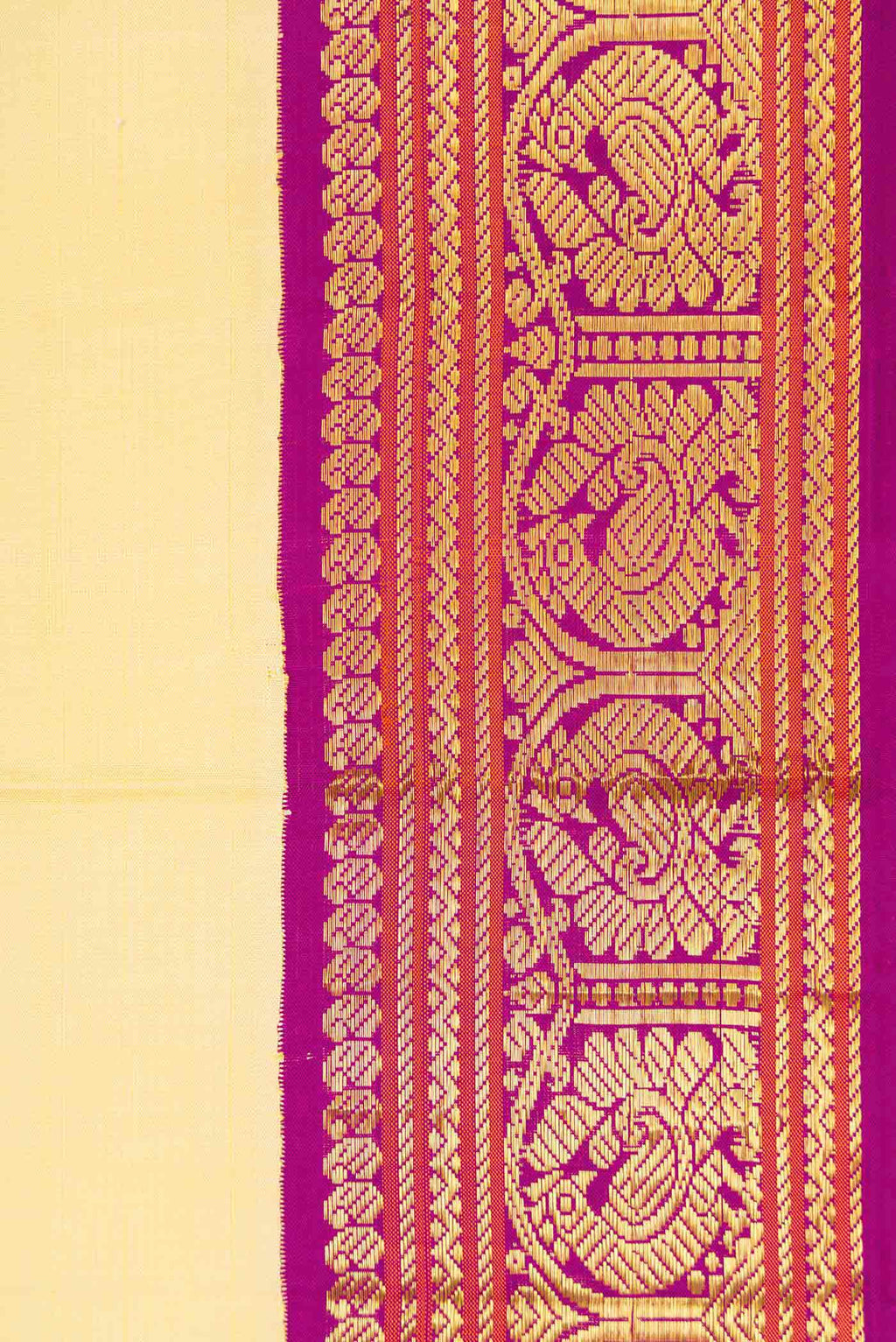 Border image of Sandal Dual Tone Kanjivaram Silk Saree with Plain Body and Zari Border. 