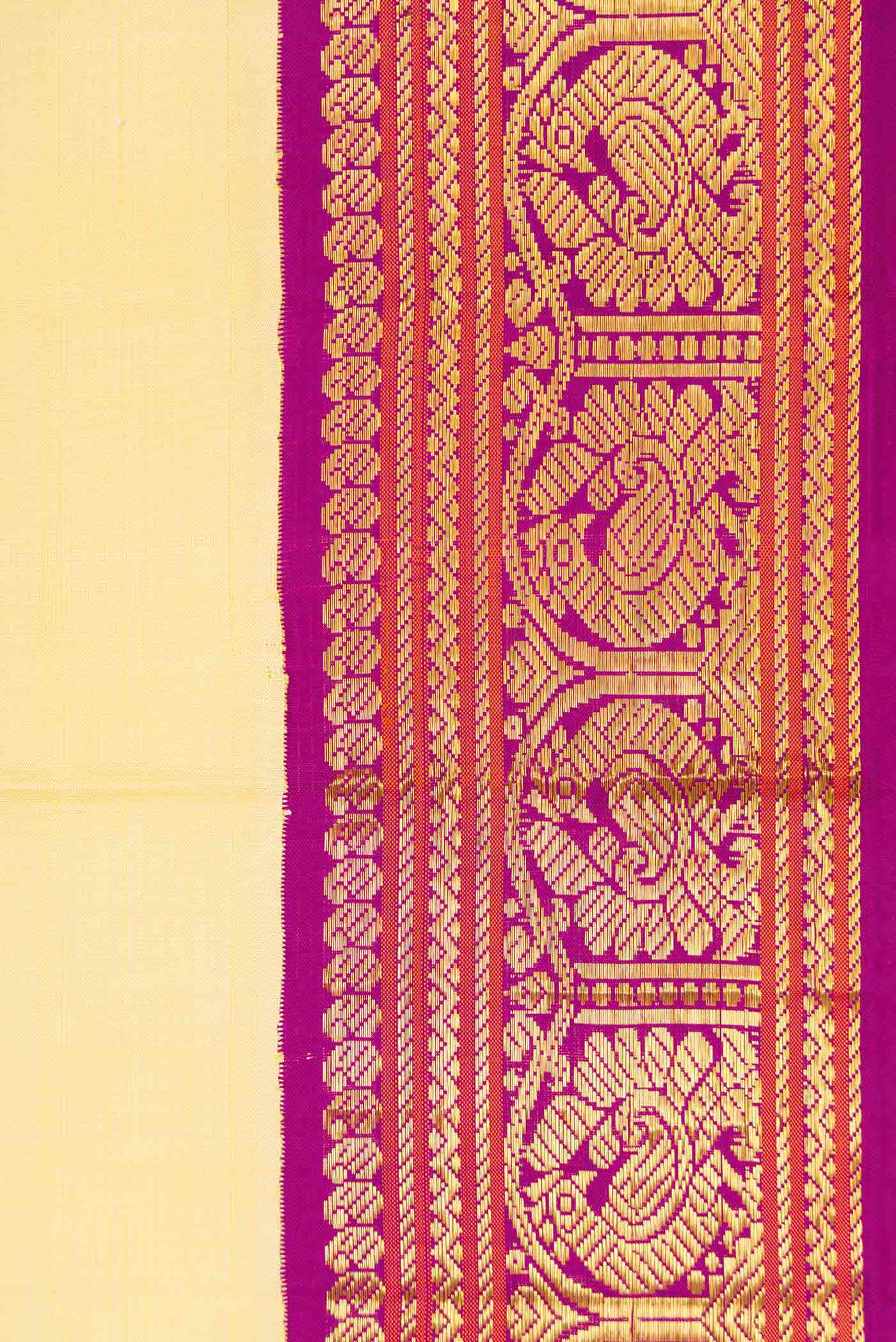 Border image of Sandal Dual Tone Kanjivaram Silk Saree with Plain Body and Zari Border. 