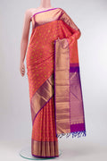 Pink Kanchipuram Silk Saree with Jacquard With Zari Butta on the body and Zari Border displayed on a mannequin