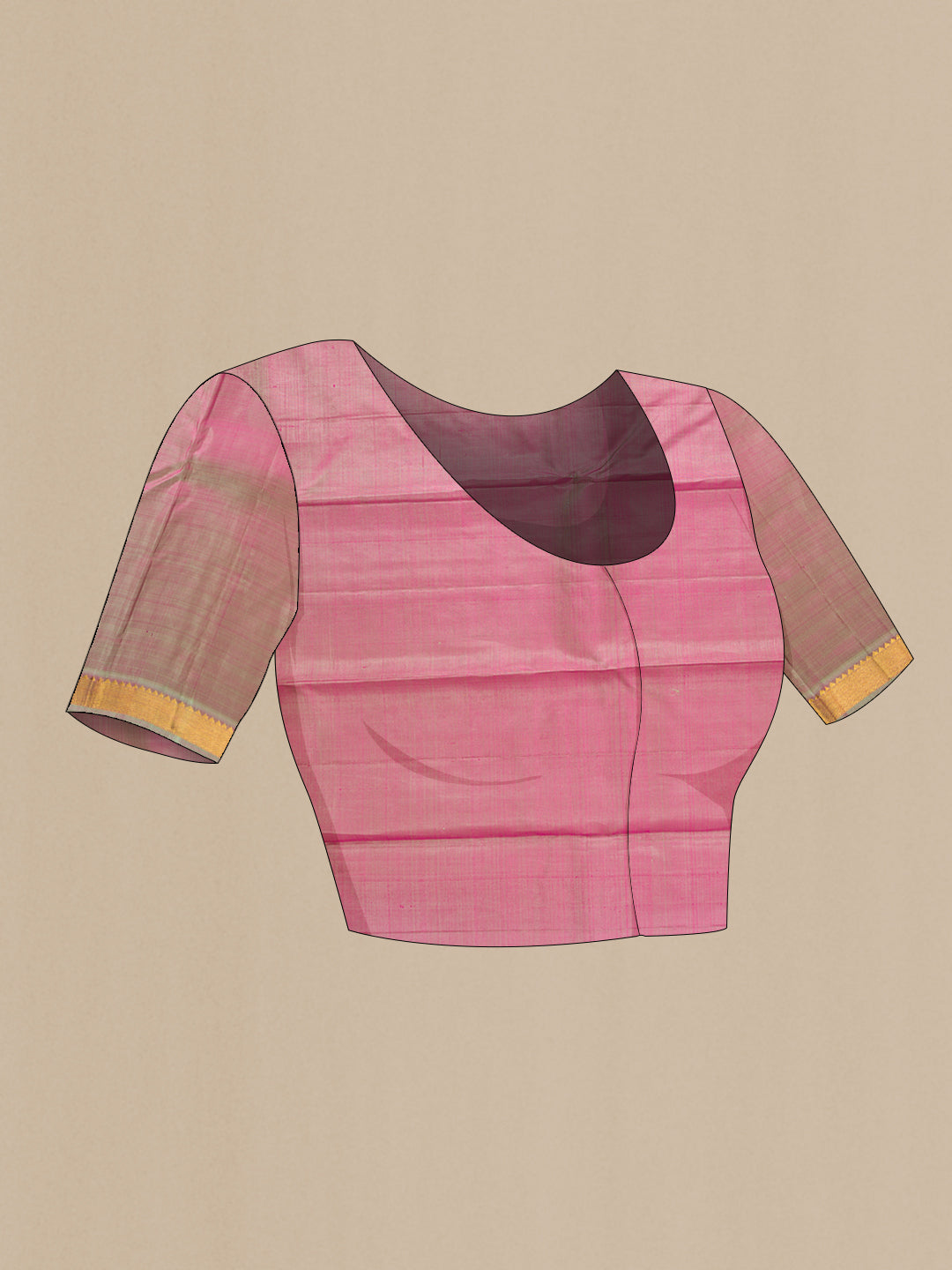 Close up image of the blouse of Purple Dual Tone Kanchipuram Silk Saree with Zari Butta on the body and Zari Border. 