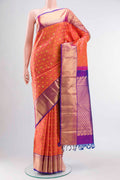 Pink Kanchipuram Silk Saree with Jacquard With Zari Butta on the body and Zari Border displayed on a mannequin