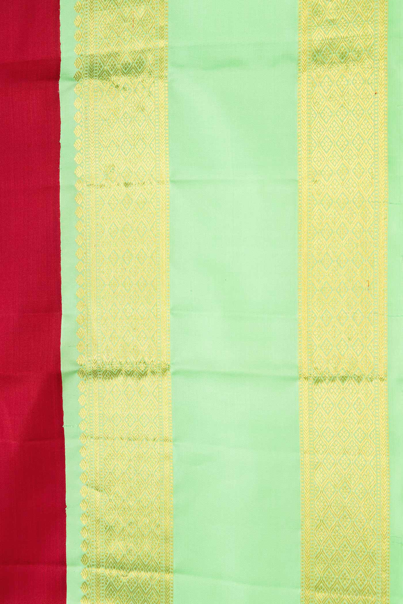 Border image of Red Dual Tone Kanchipuram Silk Saree with Plain Body and Zari Border