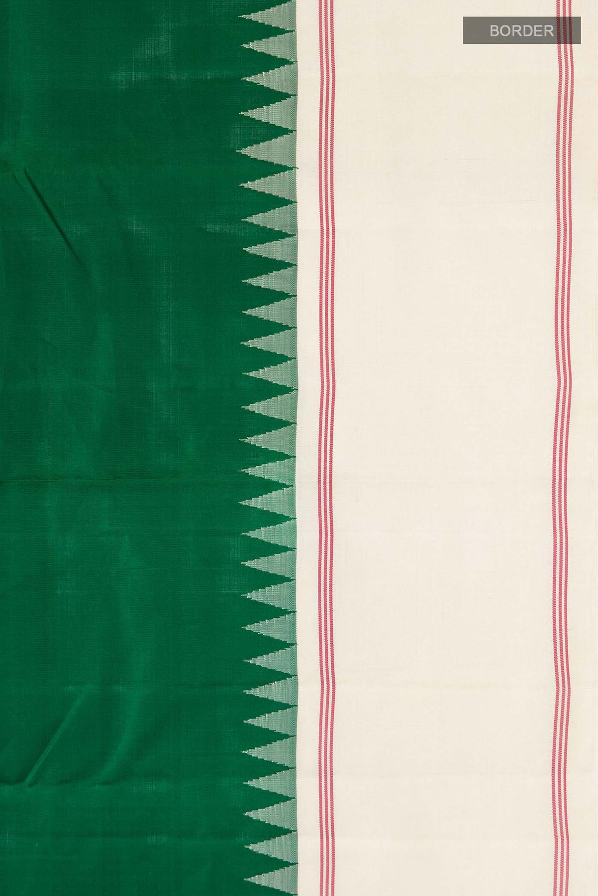 Border image of Green Kanchipuram Silk Saree with Plain Body and Plain Border