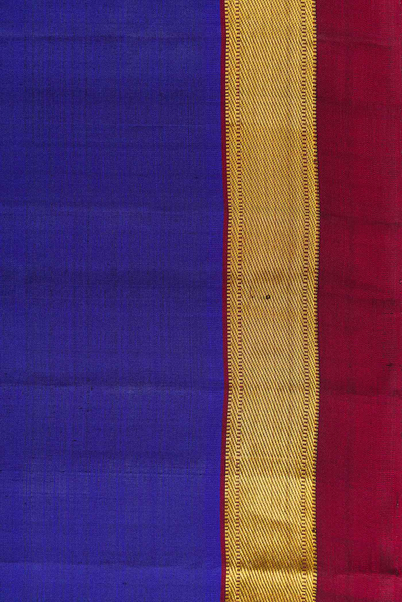 Border image of Royal Blue Dual Tone Kanjivaram Silk Saree with Plain Body and Zari Border. 