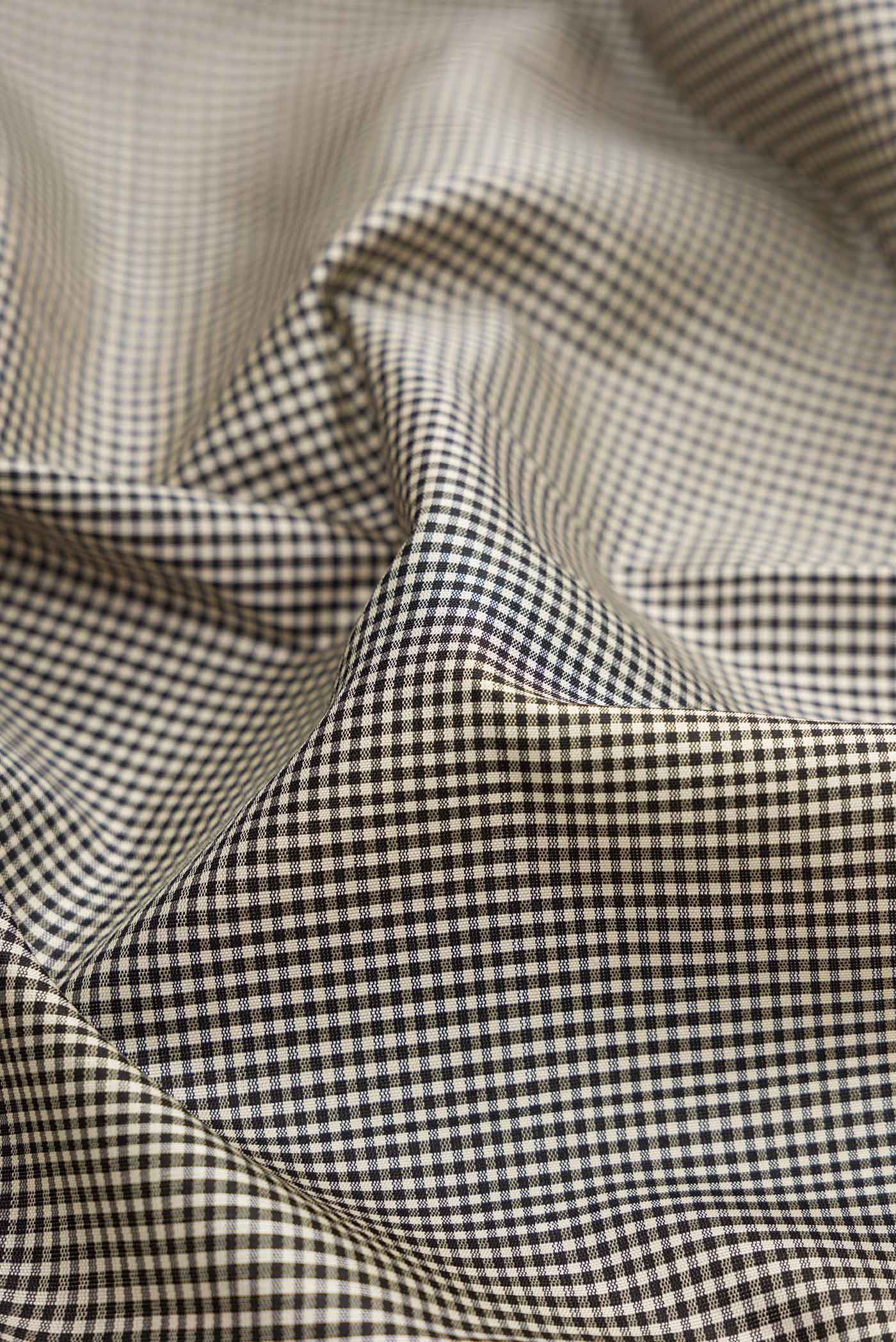 Close up of Off White Dual Tone Kanchipuram Silk Saree with Plain Body and Temple Border.  displaying folds