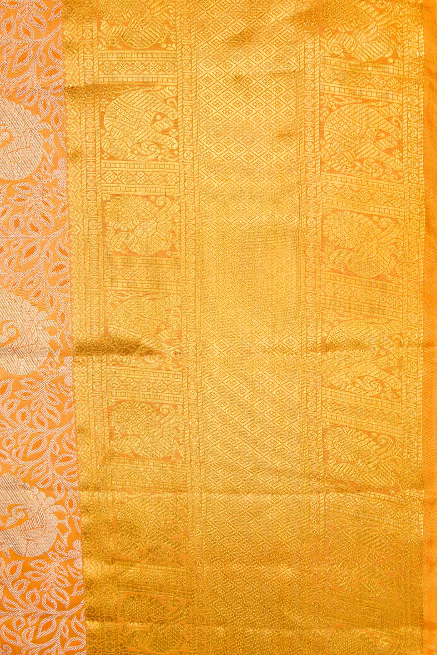 Border image of Gold Dual Tone Kanchipuram Tissue Silk Saree with Zari Brocade on the body and Zari Border