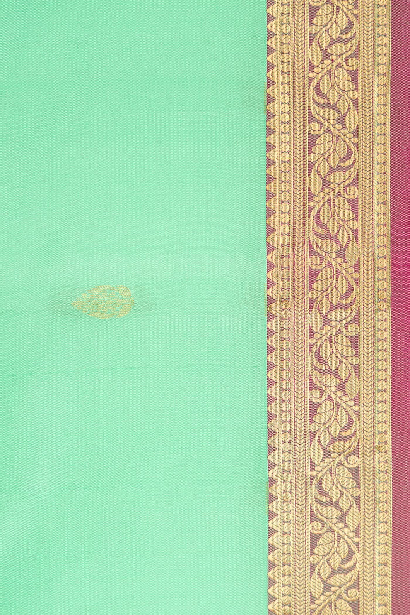 Border image of Pista Green Dual Tone Kanjivaram Silk Saree with Zari Butta on the body and Zari Border. 