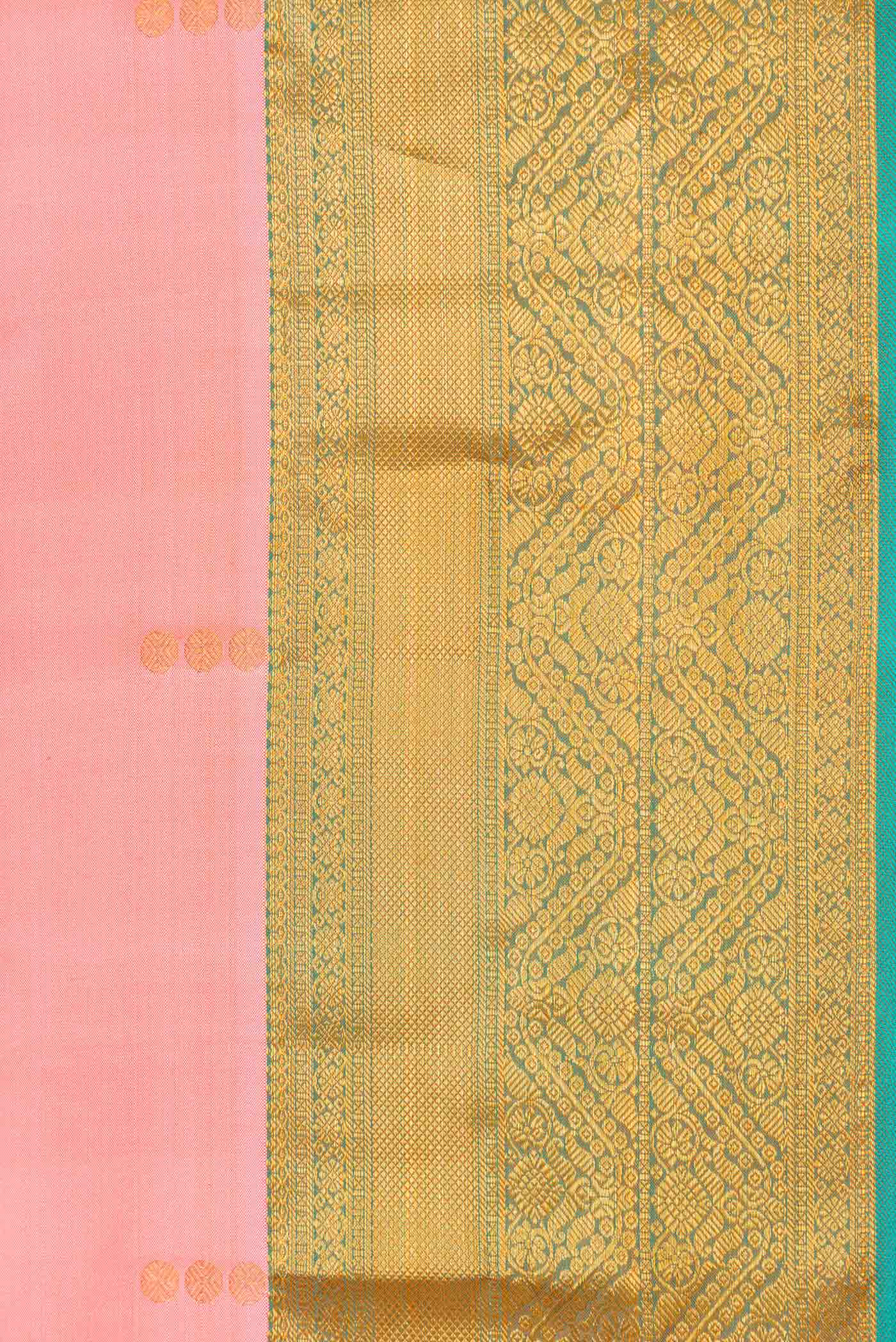 Border image of Pink Dual Tone Kanchipuram Silk Saree with Zari Butta on the body and Zari Border