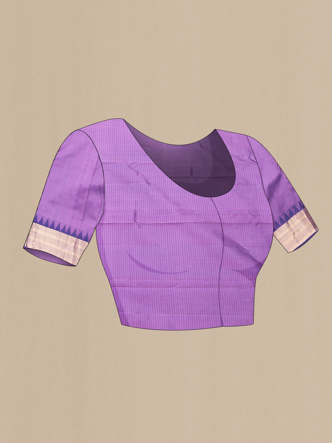 Close up image of the blouse of Pink Dual Tone Kanchipuram Silk Saree with Zari Butta on the body and Zari And Thread Border. 