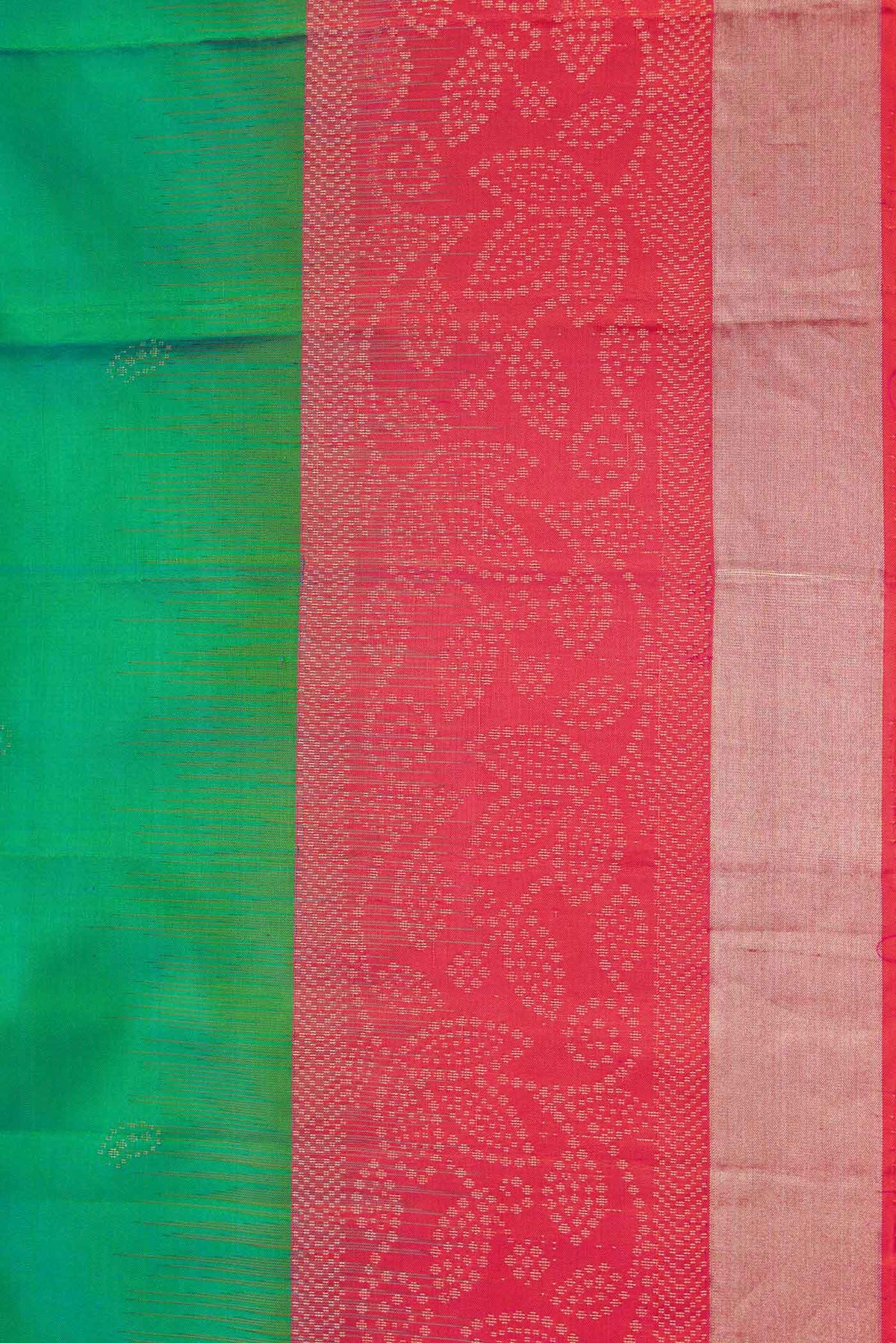 Border image of Green Dual Tone Soft Silk Saree with Zari Butta on the body and Zari Border
