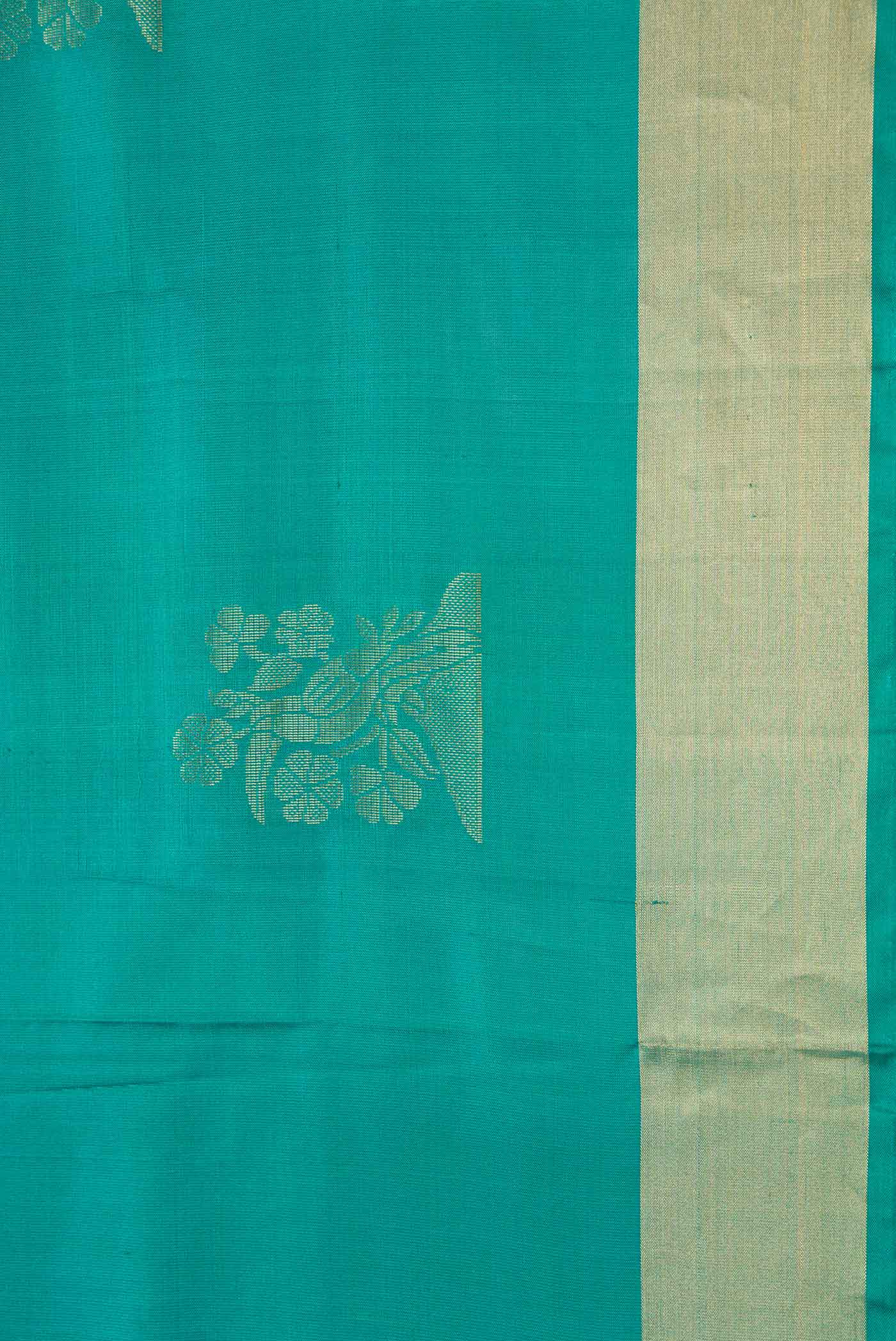 Border image of Blue Dual Tone Soft Silk Saree with Zari Butta on the body and Zari Border