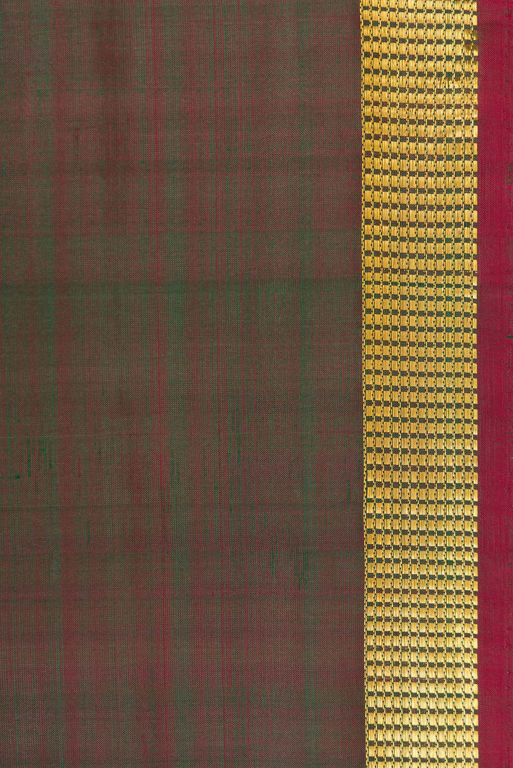 Border image of Green Dual Tone Kanchipuram Silk Saree with Plain Body and Zari Border. 